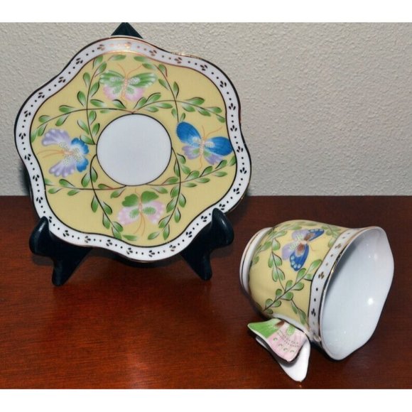 Butterfly Demitasse Cup and Saucer, Yellow/Gold Trim from Formalities by Baum Br - Picture 8 of 8
